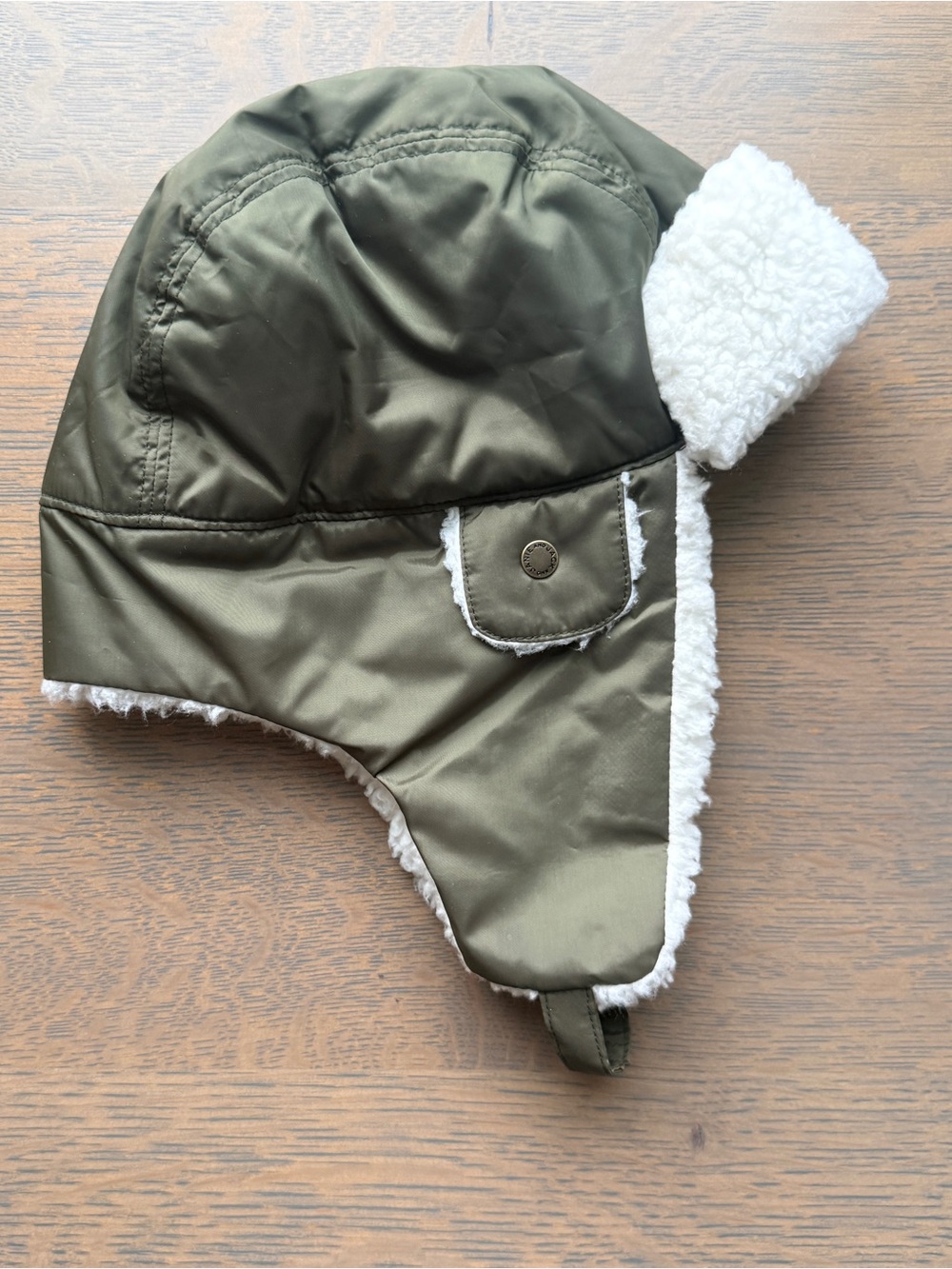 Janie and Jack Kids Olive Green Faux-Sherpa Trapper Hat Size 4-5
